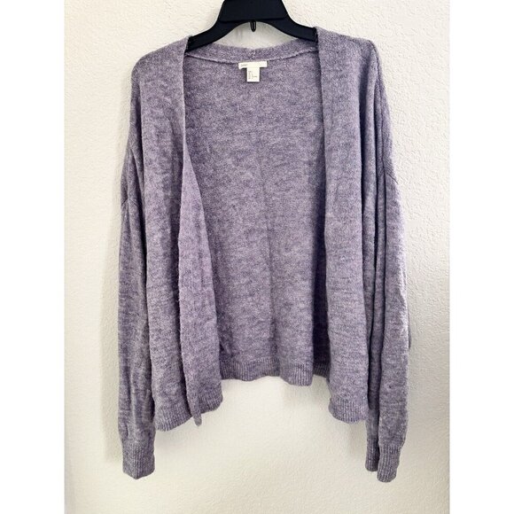 H&M Basic Womens Knit Cardigan Sweater Sz. L Open Front Lilac Long Sleeve Office - Picture 1 of 7